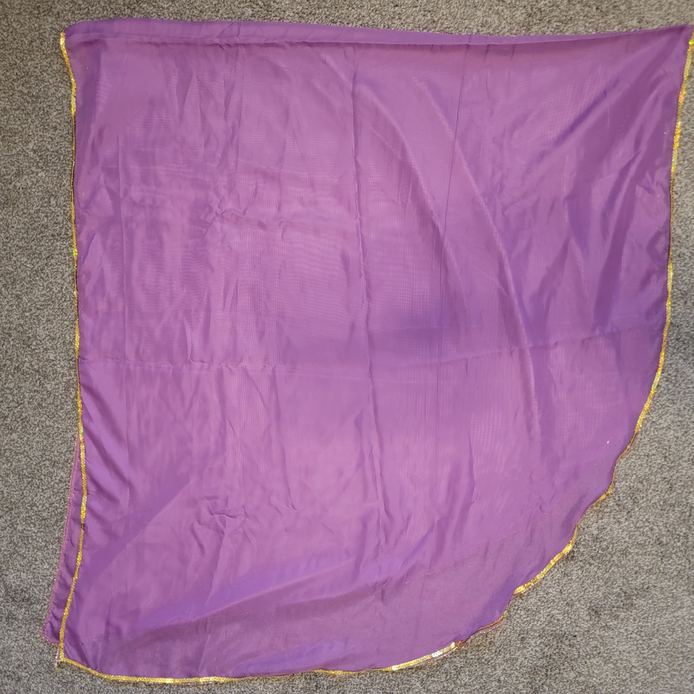 Purple Sheer Shawl With Gold Sequins For Bellydance
